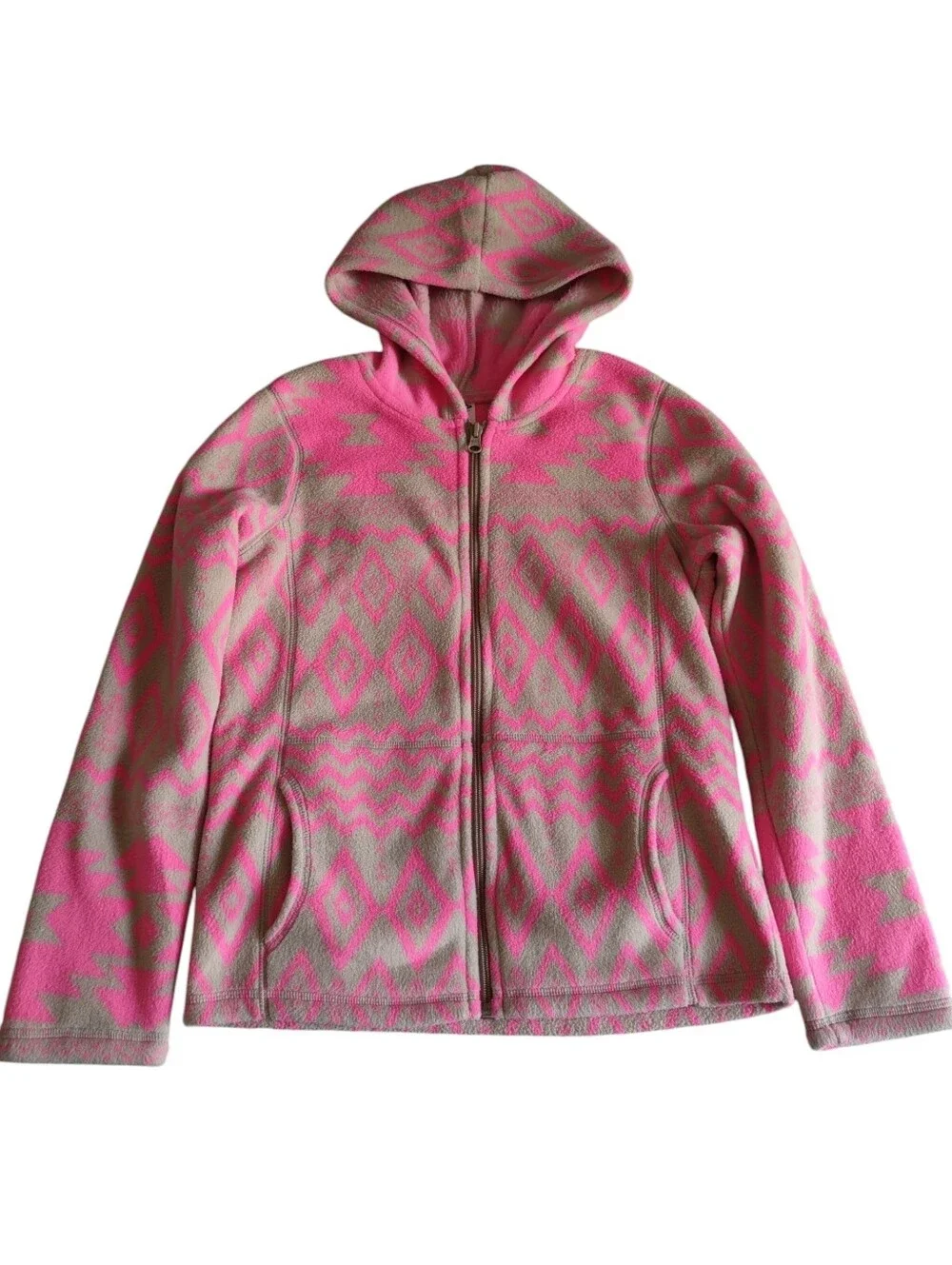 Old Navy Girl's Large 10/12 Pink Tribal Print Fleece Hoodie